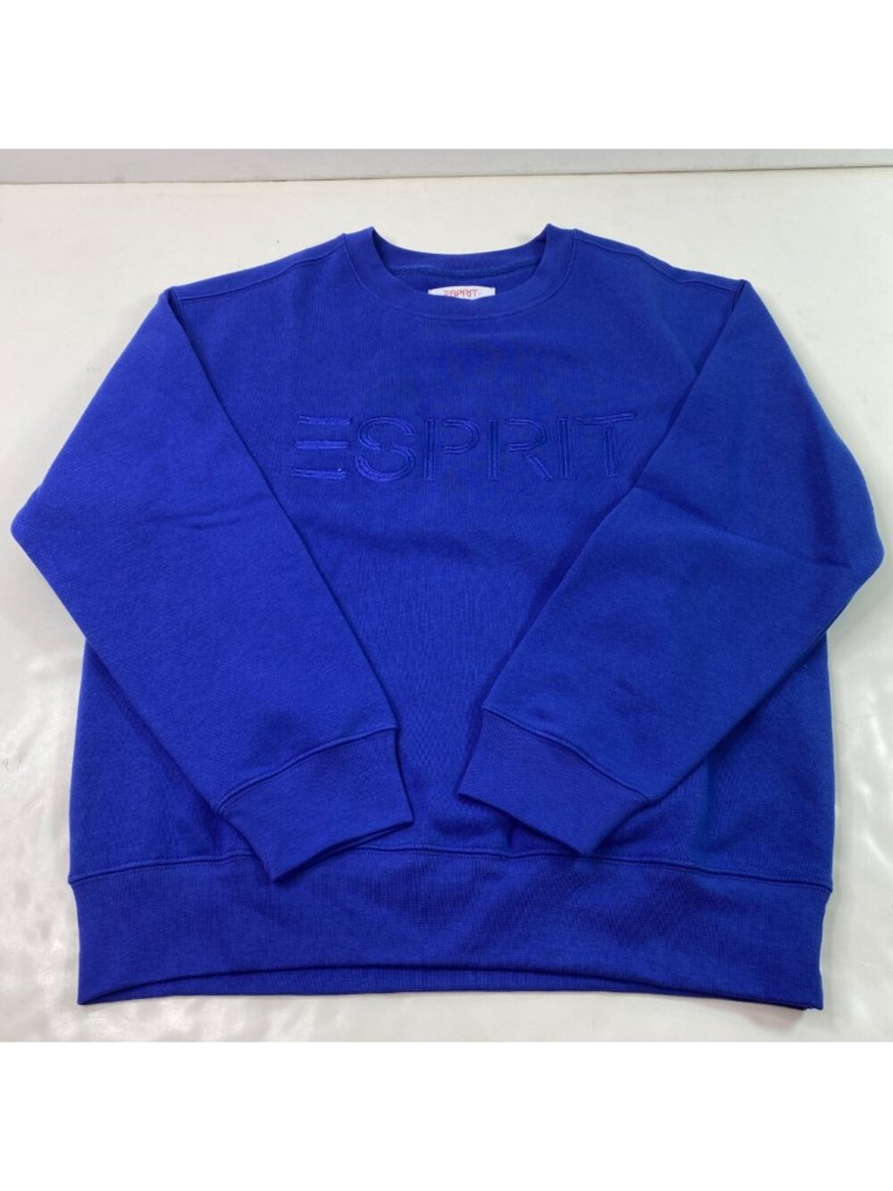 Esprit Womens Blue Embroidered Logo Crewneck Sweatshirt Viral 80s Costco Size XL